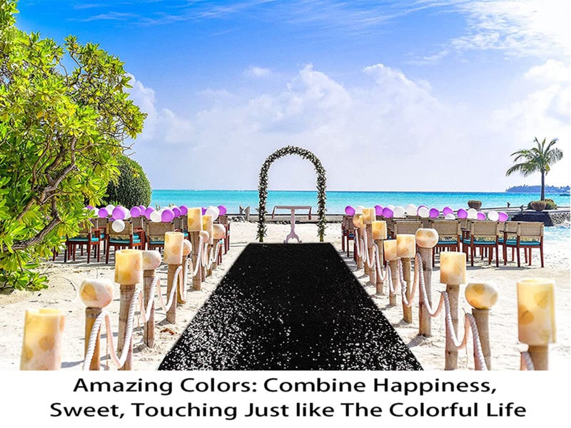 ShinyBeauty 2FT x 15FT Black Sequin Aisle Runner | Glitter Carpet for Wedding Ceremony, Party, and Prom Events - Image 3